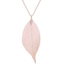 BOUTIQUELOVIN Rose Gold Long Leaf Pendant Necklaces for Women Real Filigree Autumn Leaf Fashion Jewelry Feather Necklaces for Women