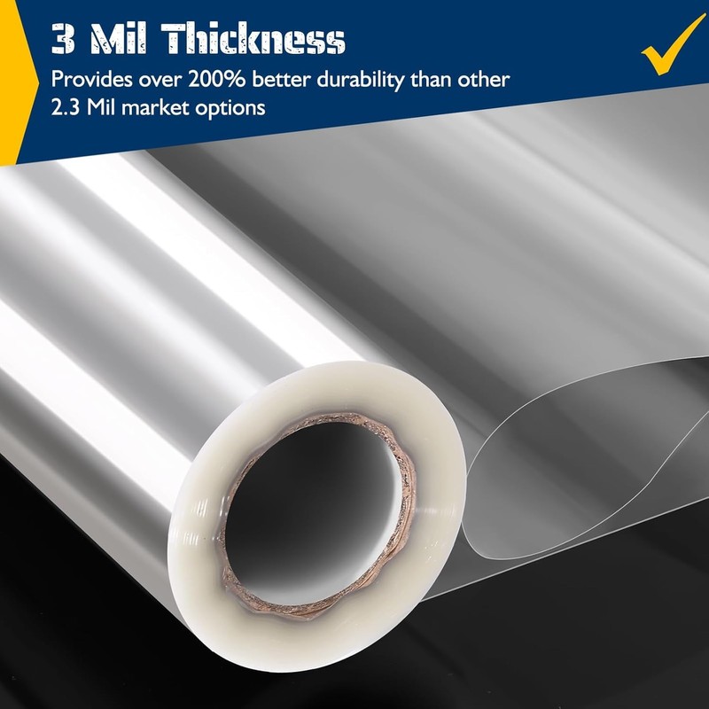 Vanhench Clear Cellophane Wrap, 32" x 50' Folded 3Mil Thick