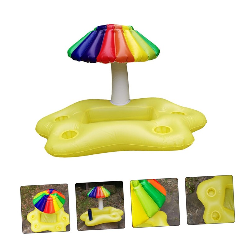 WHAMVOX Inflatable Toy Sun Umbrella Pool Cooler Floating Drink Holder