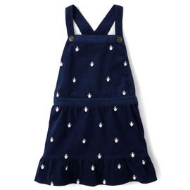 Gymboree,and Toddler Embroidered Sleeveless Skirtall Jumpers,Navy Snowman,5T
