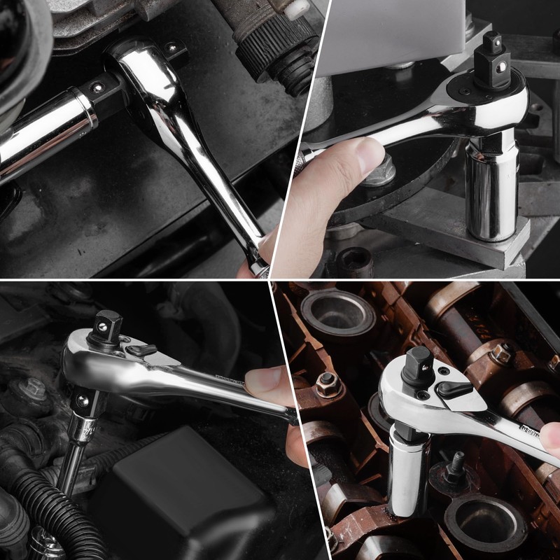 DURATECH Ratchet Handle, Ratchet Wrench, Socket Wrench, 3-IN-1 Drive Angle,