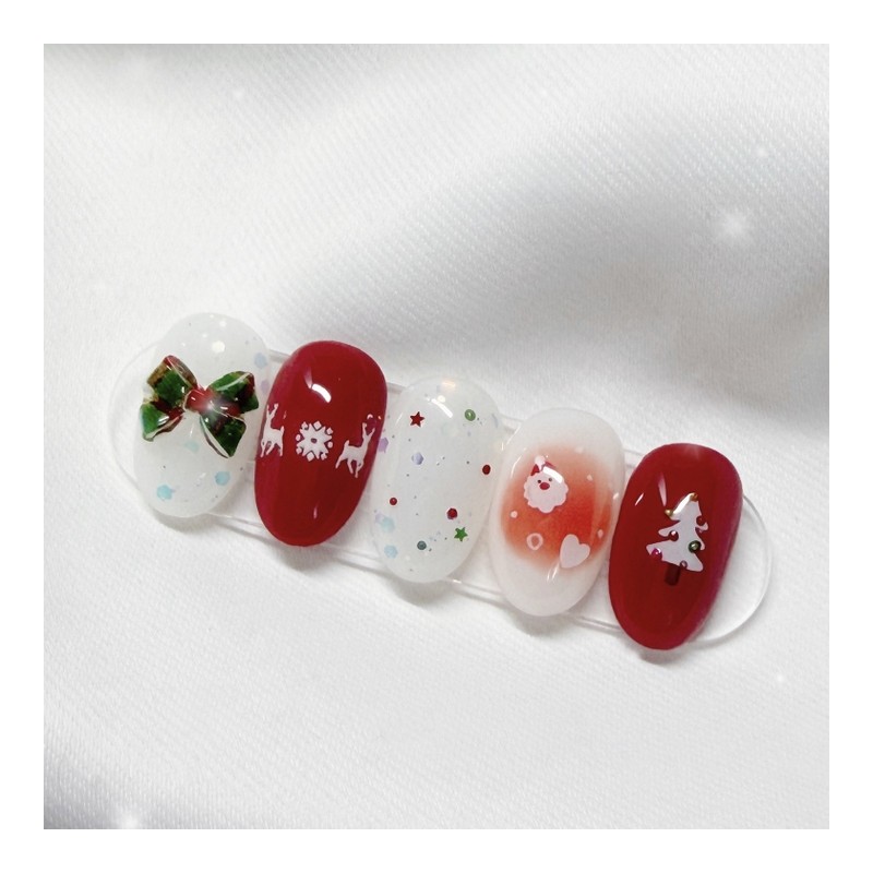 [Handmade Nail Tips] Merry Mary Nail Tips - Short Grass