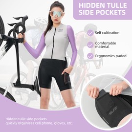 ROCKBROS Women's Bike Shorts 4D Padded Cycling Shorts Bicycle Shorts with Pockets for MTB Mountain Road Biking Cycling Black