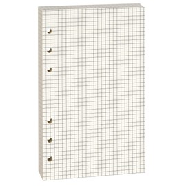 A6 6-Hole Pre-Punched Cream(Beige) Grid Loose-Leaf Paper, 100GSM Double-Sided Writing with No Bleed Through, Fits A6 6-Ring Binder, Perfect for Fountain and Gel Pens