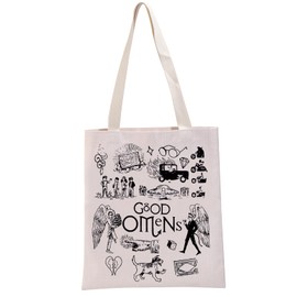 G2TUP Omens TV Show Inspired Gift Aziraphale and Crowley Fan Tote Bag Ineffable Husbands Handbag Omens TV Show Merch (Aziraphale and Crowley Fan TB)