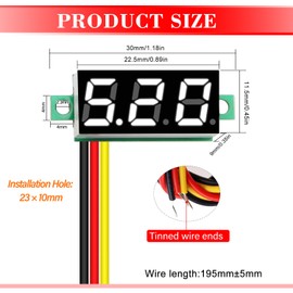 YIXISI 5 PCS DC 0-100V Gauge Tester 0.28", 3 Wires Mini Digital LED Voltmeter Display with Reverse Polarity Protection and Accurate Pressure Measurement Voltage Tester (White)