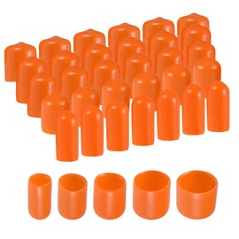 uxcell 25pcs Round Rubber End Caps Protective Caps 1/4" 3/8" 1/2" 3/4" 7/8" Orange Vinyl Cover Screw Thread Protectors Assortment for Metal Tubing, Screw, Bolt