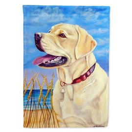 Caroline's Treasures 7158GF Yellow Labrador at The Beach Flag Garden Size, Small, Multicolor