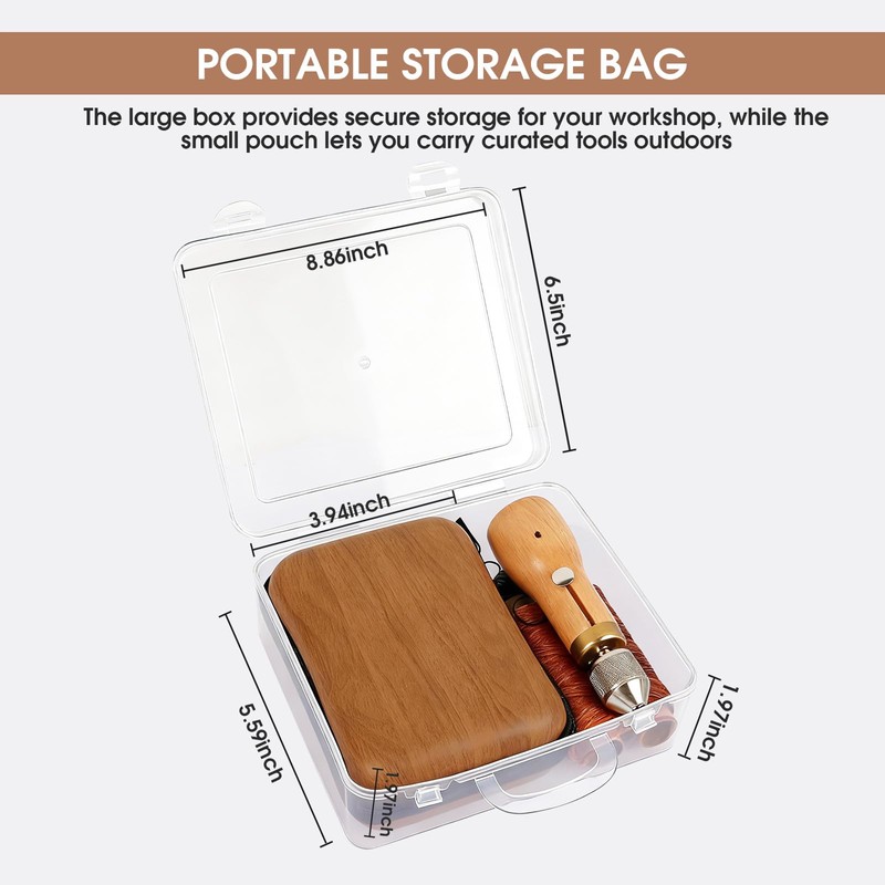 45PCS Leather Sewing Kit with Wooden Handle Awl Tool, Speedy