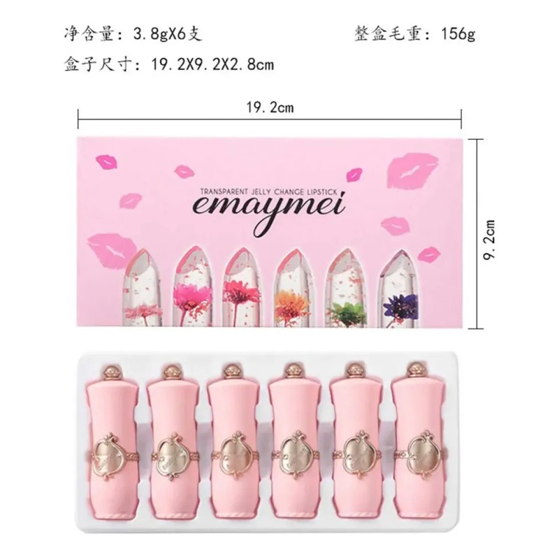 Set De 6 Lápices Labiales Transparentes Zlu Dry Flower Er