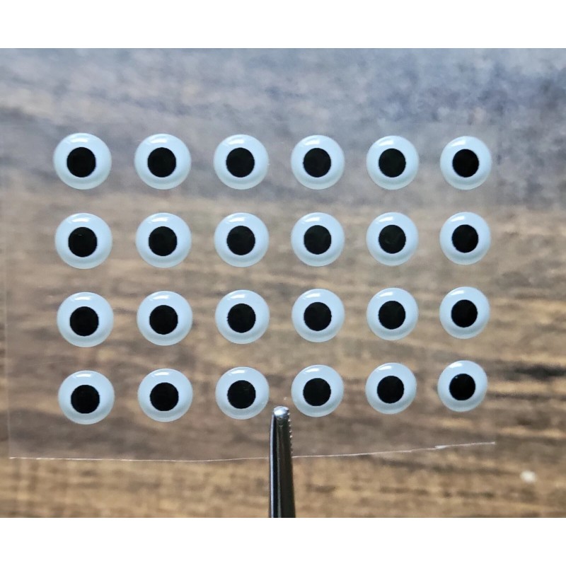 read ad 24 WHITE with Black Pupil 3D 5mm or