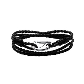 Viwind Women's Braided Leather Bracelet 19/20 cm Leather Bracelets for Men and Women Multilayer Carabiner Stainless Steel Cuff Wrap Bracelet with Gift Box, Leather