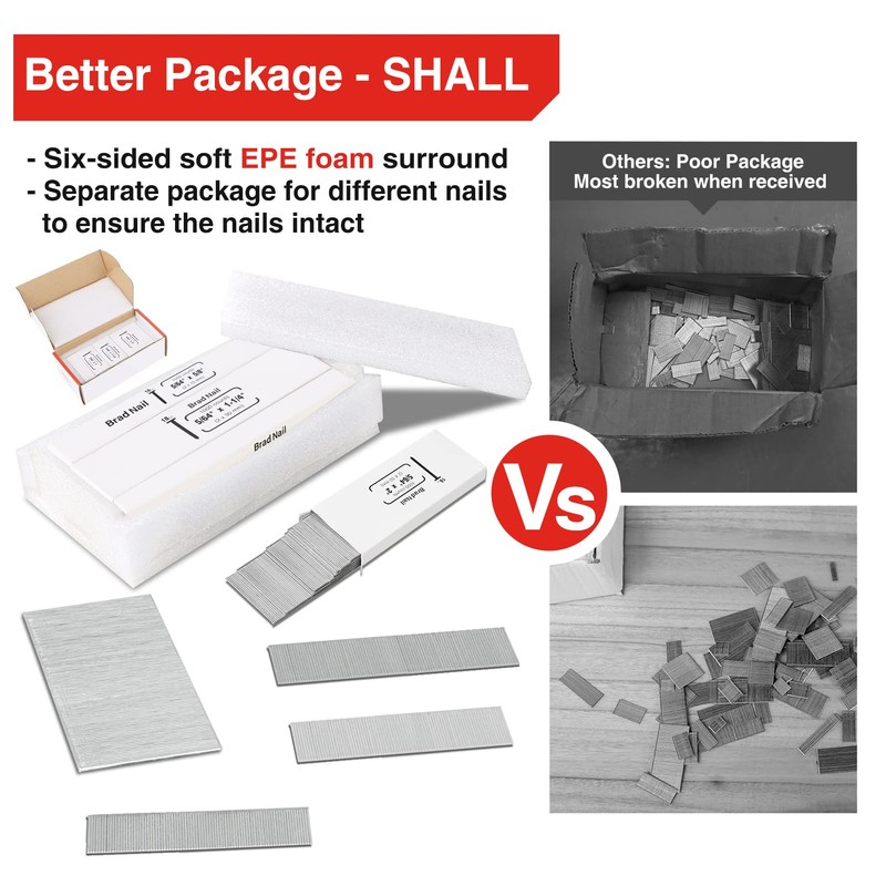 SHALL 18 Gauge Brad Nails, 2”, 1-1/4”, 1”, 5/8 Inch,