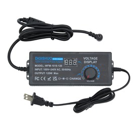 DIGISHUO 120W Power Supply Adjustable DC 3V ~ 24V 5A Variable Universal Switching AC/DC Adapter 100V-240V AC to DC Converter with LED Voltage Display and 8 Tips, for Household Electronics