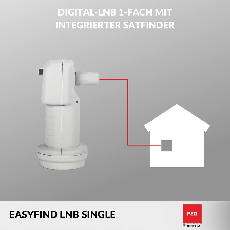RED OPTICUM Easyfind LNB Single, Heat and Cold-Resistant Digital LNB