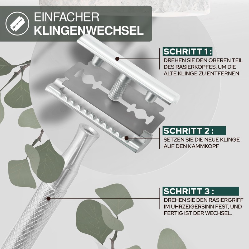 SkinVe® Premium Safety Razor Silver Edition Made of Metal Including