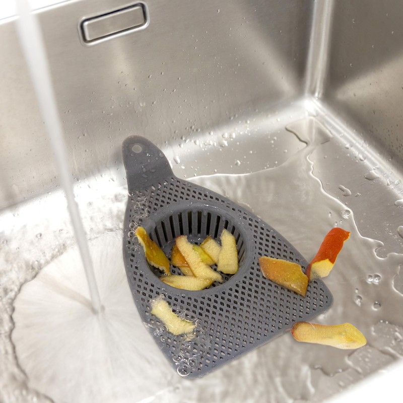 Handy Gourmet EZ Scoop Kitchen Sink Strainer, BPA-Free, Gray