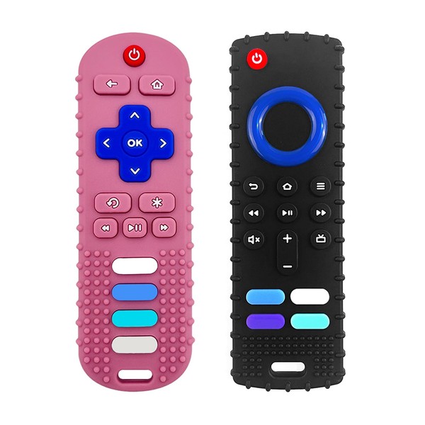 2-Pack Silicone Baby Teething Toys, Silicone Teethers for Babies, Remote