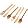 All Bamboo Forks, Knife, Spoons, 6 Pcs 7.87 Inch Thickened