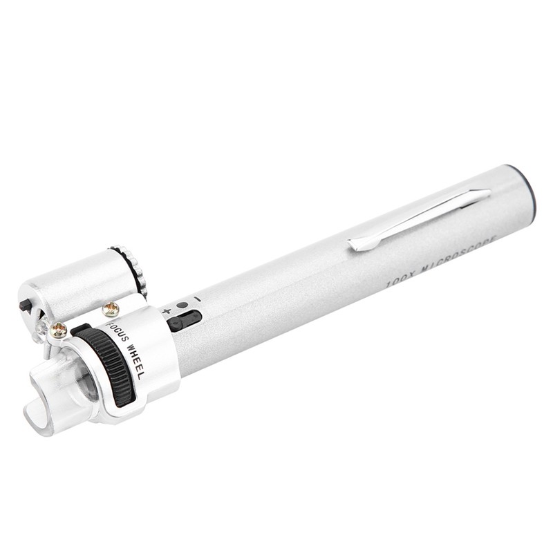 100X Mini LED Magnifier Microscope Jewelers Loupe Magnifying Glass Pouch