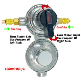MENSI RV Trailer Tank Propane Regulator 2-Stage Auto Changeover RV Accessories Dual Tank Connection Kit, with 15" Copper Pigtial Hose and 3/8" NPT Exit Connector