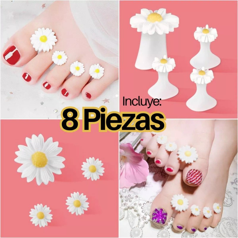 Universo en Linea Separadores Dedos Silicón Pedicura Manicura Flores Uñas