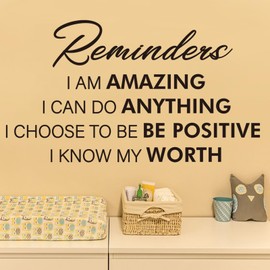 PLIGREAT 2 Sheets Inspirational Quotes Wall Decals, Reminders I Konw My Worth Wall Stickers Vinyl Wall Art Decor for Bedroom Living Room Office School Classroom Decoration Sticker