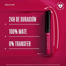 Cyzone Labial Mate Studio Look – 24H de Duración, No Transfer, Color Mate Intenso y Alta Pigmentación – 6 ml (VIBES OF RED)