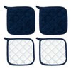 4 Pcs Dark Blue Square Heat Resistant Pot Holders, Everyday