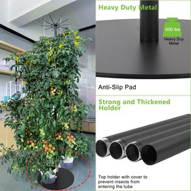 Tall Metal Plant Stand Outdoor/Indoor 72",Large Patio Plant Stand with Self-Watering Planter Pot & Hooks for Balcony,DIY Hydroponics Growing System Tower Garden Kit for large plants, Height Adjustable