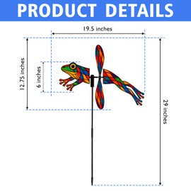 Frog Petite Spinner Outdoor, Frog Wind Spinner for Yard and Garden