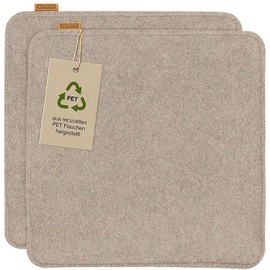 Miqio Design seat cushion rectangular made of felt with non-slip nubs, sustainable, made from recycled PET bottles, 35 x 35 cm, set of 2, washable chair cushions, non-slip, seat cover for bench and