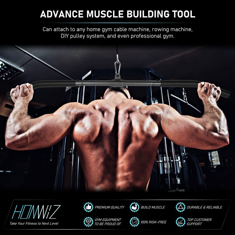 LAT Pull Down Bar, Detachable LAT Pulldown Attachment with Swivel