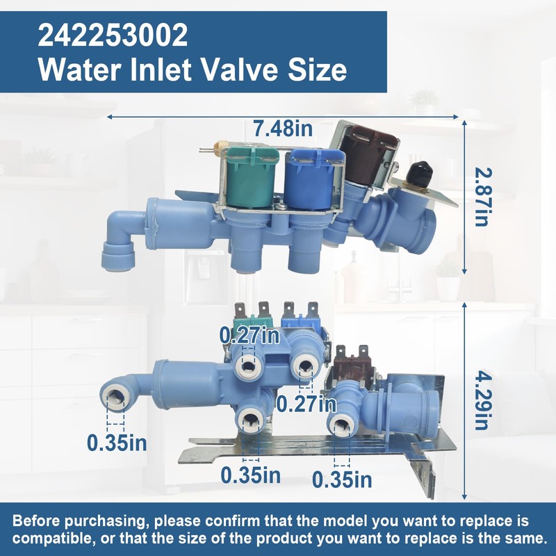 242253002 Refrigerator Water Inlet Valve Compatible With Frigidaire Electrolux Kenmore