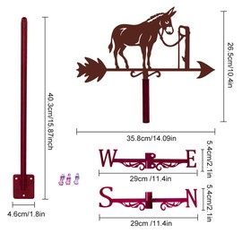 SUPERDANT Donkey Iron Weathervane Animal Steel Weathervane Donkey Wind Vane Tied Donkey Weathervane Ornament Outdoor Iron Roof Farmhouse Garden Outdoor Yard Home Decoration Gift