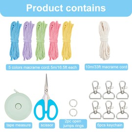 INFUNLY 6 Pcs DIY Flowers Keychain Kits Macrame Cord Knotting Kits for Beginners Adults Macrame Multi Type Tassel Keychain Kits Handcraft Macrame Kits for Car Key Purse Phone Gift with Instruction