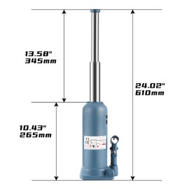BAOSHISHAN 4 Ton Bottle Jack 10-5/8" to 24" Lifting Range High Lift Double Ram Bottle Jack Hydraulic Welded Jack Truck Jack