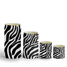 ONEIHOMM Zebra-Stripe Printed Long Lasting Led Battery Operated Pillar Flameless Candles Bulk with Timer Remote for Animal Lover,Animal Theme Party Home Decor