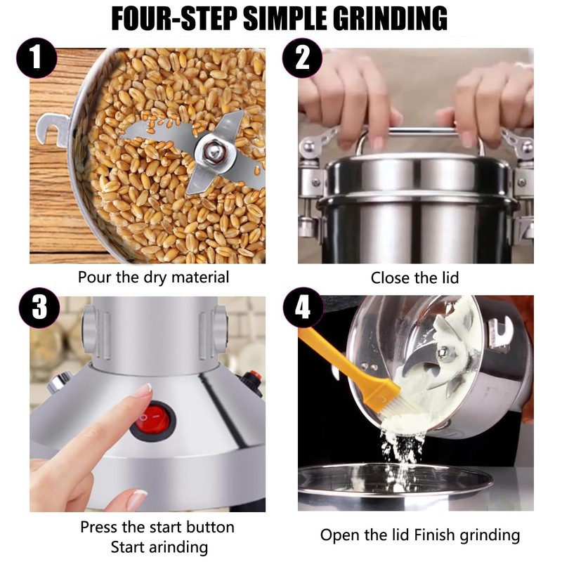 Grain Grinder Mill 250g Electric Stainless Steel Grain Grinder 1480W