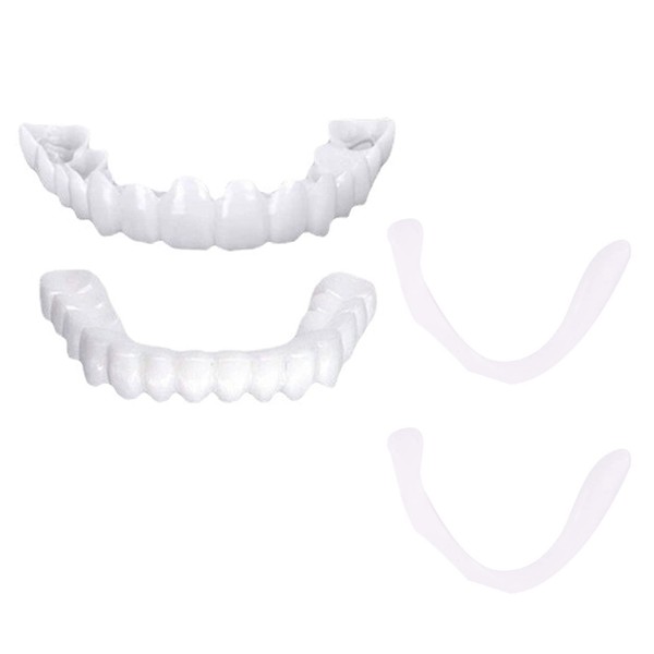 Karjiaja, 1 Pair of False Teeth Fake Artificial Temporary Braces Smile Veneers Cosmetic Temporary Dentures Veneers Top and Bottom
