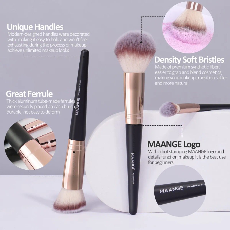 18 Piezas Brochas Set De Brochas Maquillaje Profesional Color Negro