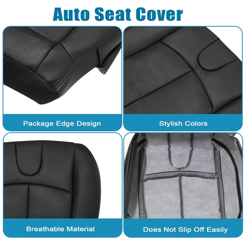 Priprilod Graphite Black Perforated Leather Driver Side Bottom Replacement seat