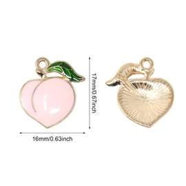 Yueton - 40 colgantes de aleación esmaltada de color rosa y melocotón, bonitos colgantes de frutas y alimentos pequeños para llaveros, aretes, pulseras, collares, joyería y manualidades, Acero aleado, No es una piedra preciosa