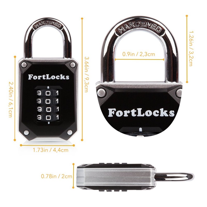 FortLocks Gym Locker Lock - 4 Digit, Heavy Duty, Hardened