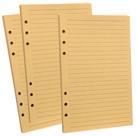 TSUKURIRO Kraft A5 Size Personal Organizer, Refill, 6 Holes, Ring, Thick, High Quality, Plain Paper, Customized, Replacement, Loose Leaf Notebook, Memo, 150 Sheet Set (0.3 inch (8 mm) Horizontal Rule)