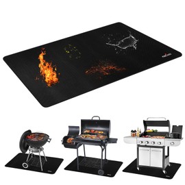 RERAMDO Large 60 x 42 Inch Under Grill Mats for Outdoor Grill,Double-Sided Fireproof/Waterproof/Oil-Proof Grill Pad,BBQ Mats for Outdoor Grill,Indoor Fireplace/Fire Pit Mat,Deck/Patio/Lawn Protector