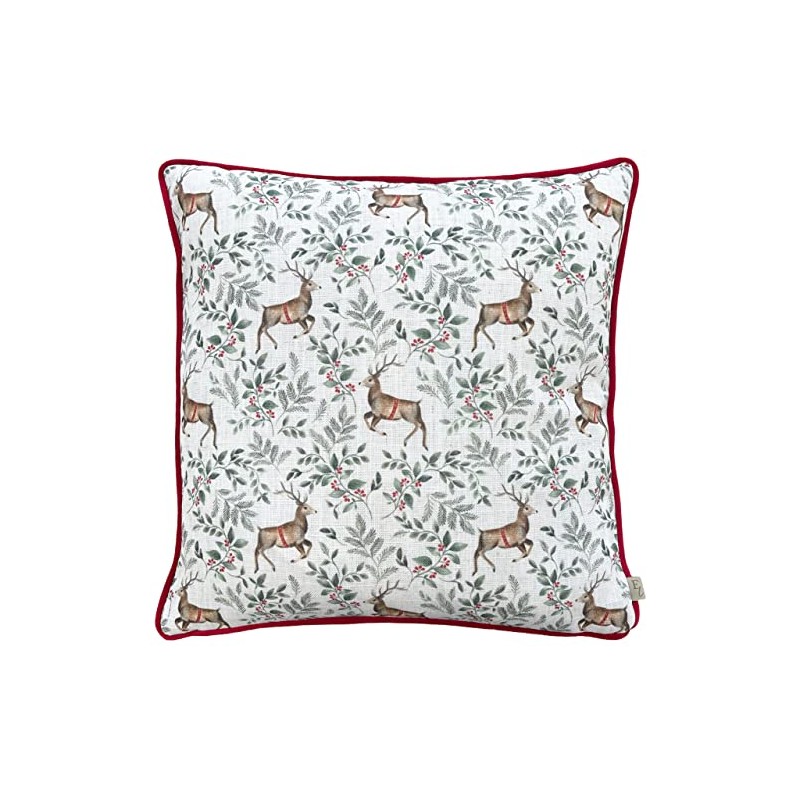 Evans Lichfield Festive Reindeer Cushion Cover,43 x 43cm, Scarlet