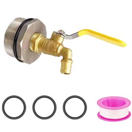 Brass Barrel Faucet, Water Butt Discharge Switch Valve Tap Rain Barrel Spigot Adaptor with Gasket for 200kg/440.92lb Drums