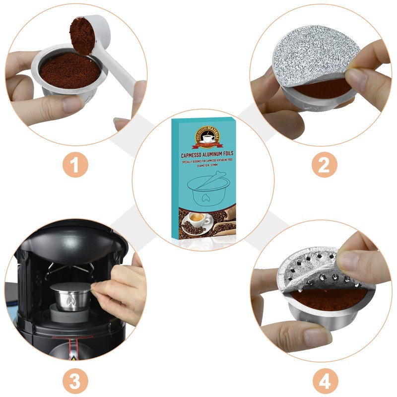 CAPMESSO Reusable Vertuoline Pod Foil Lids, for CAPMESSO Vertuline Capsules