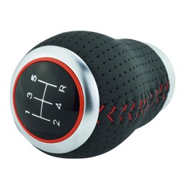 Abfer 5 Speed Shift Car Knob - Shift Knob, PU Shifter Knob, Automatic Manual Vehicle Universal Gear, MT AT Car Accessories, Interior (Red Line)